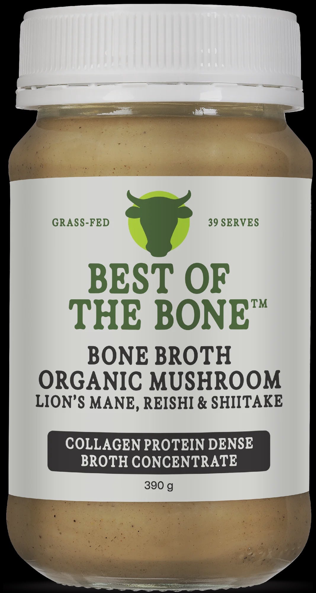 Best of the Bone bone Broth Beef Concentrate Healing Mushrooms Organic Lions Mane Reishi Shiitake 390g