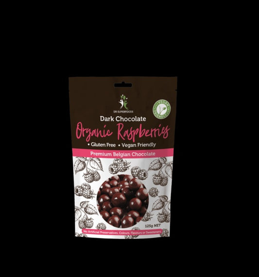 Dr Superfoods Organic Raspberries Dark Chocolate 125g