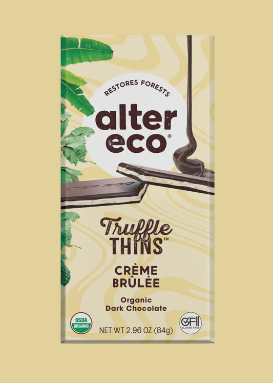 Alter Eco Chocolate Truffle Thins Creme Brulee Dark 84g