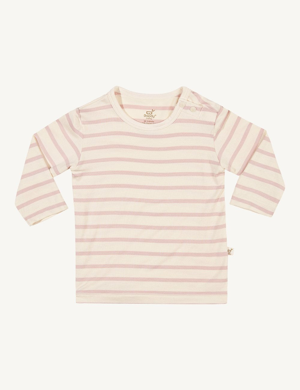 Boody Baby Stripe Long Sleeve Top - Chalk/Rose