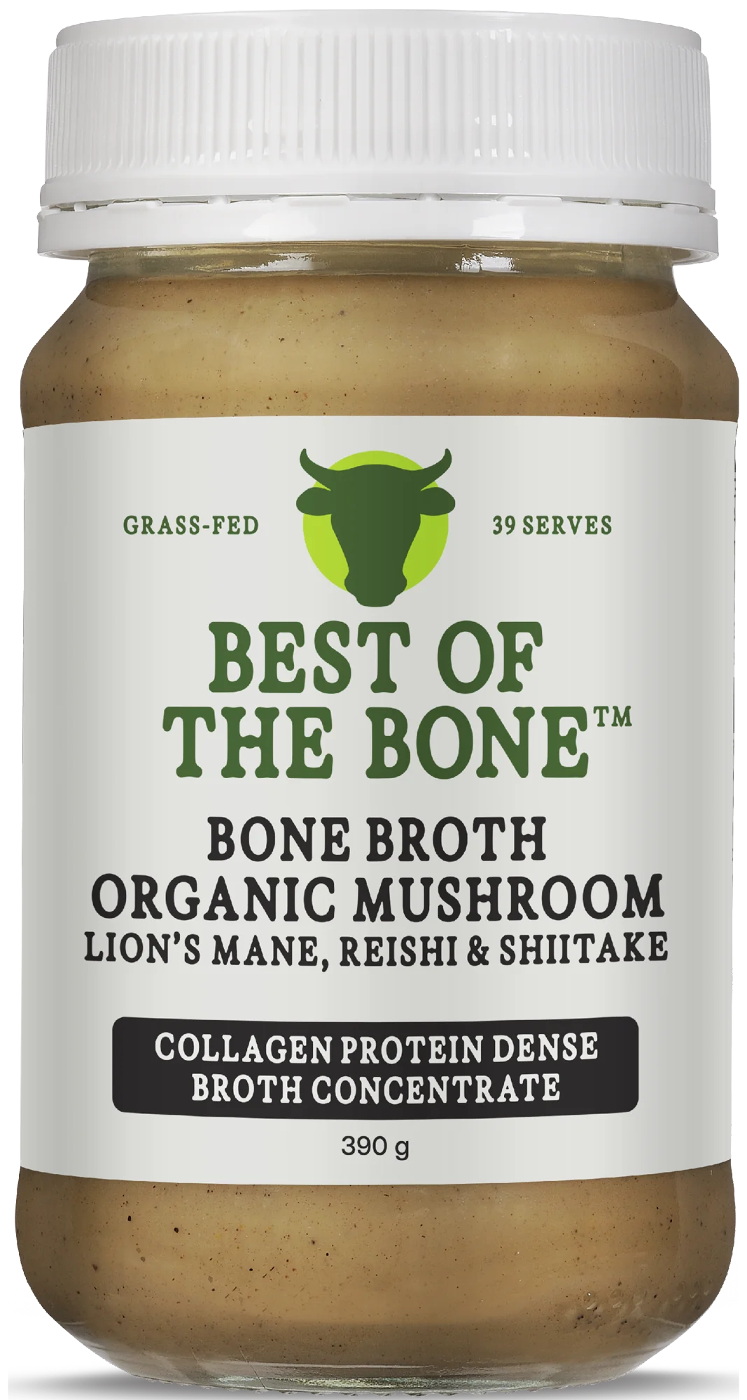 Best of the Bone bone Broth Beef Concentrate Healing Mushrooms Organic Lions Mane Reishi Shiitake 390g