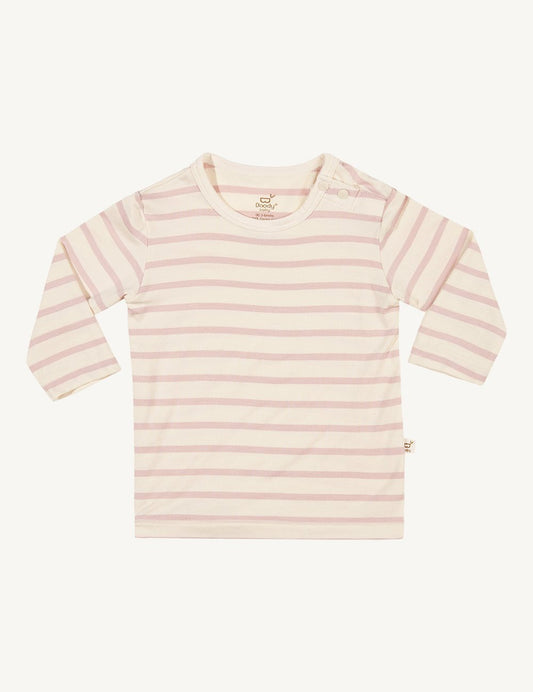 Boody Baby Stripe Long Sleeve Top - Chalk/Rose